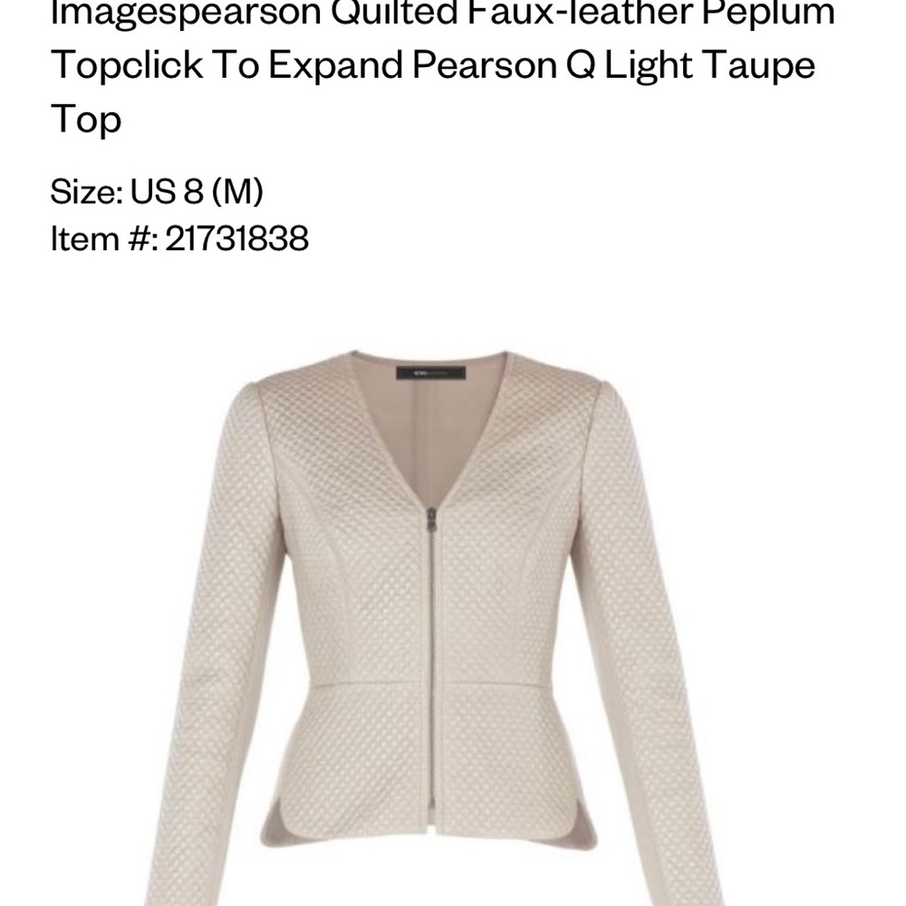 BCBG MAX AZRIA Quilted Faux-leather Peplum Top.   NWT Taupe color.Size Medium